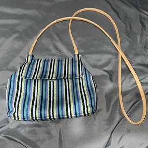Small Multicolor Fossil Handbag Crossbody Leather Strap Snap Closure